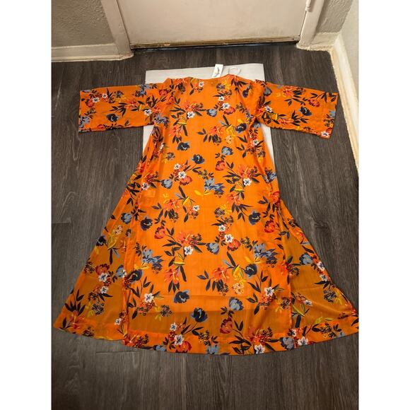 Jessica Simpson Sunkissed Florals Blakely Orange Duster Kimono S Resortwear Boho - Picture 5 of 10